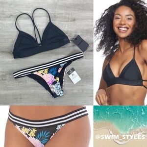 ☀️HURLEY☀️RII CURL☀️ Q/D BRALETTE SURF DELILAH SKIMPY BANDED  BIKINI SET